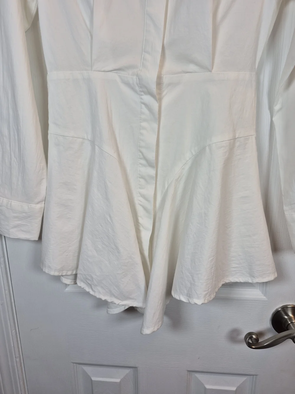 Whiteroom + Cactus White Cotton Peplum Button Down Shirt Dress Blouse XS - Picture 3 of 7